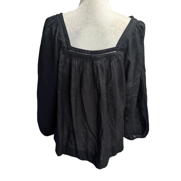 New With Tags Madewell Square Neck Long Sleeve Top in Black Size Medium - Picture 2 of 7